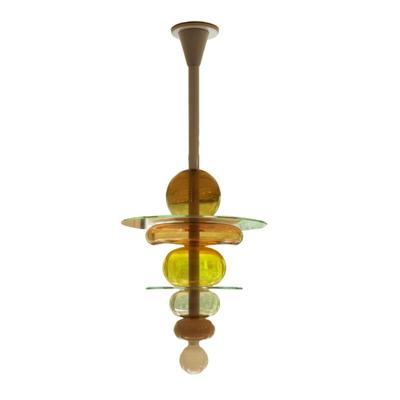 ETTORE SOTTSASS FIRENZE FOR VENINI ITALIAN MODERN YELLOW GLASS CHANDELIER | Ettore Sottsass Firenze for Venini pendant light hanging...