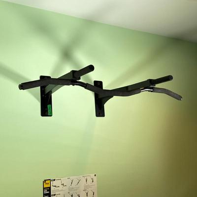 WALL MOUNTED PULL-UP BAR | With reinforced beams and three-position grips. Bolts directly to standard 16-inch spaced wall studs - w. 41 x...