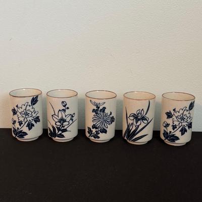 Asahi Vintage Hand Painted Ceramic Sake Cups 