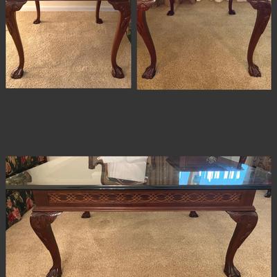 Pair of Pennsylvania House End Tables and Glass Top Coffee Table 
