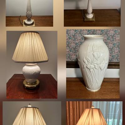 5 Lenox Lamps and Large Vase