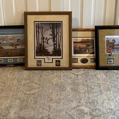 Framed Duck Prints with Stamps
