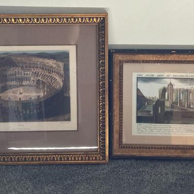 Samuel and Nathaniel Buck Antique Print 'Buck's View' & M. Dubourg Print 'The Coliseum (Plate 13)' 