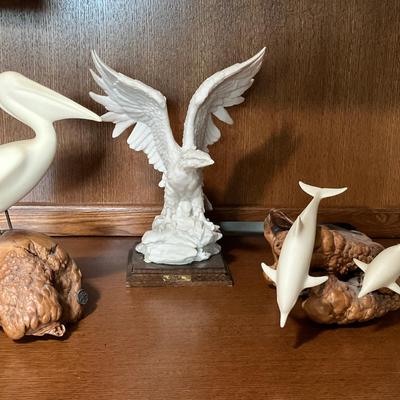 A. Belcari Eagle Sculpture and 2 John Perry Sculptures