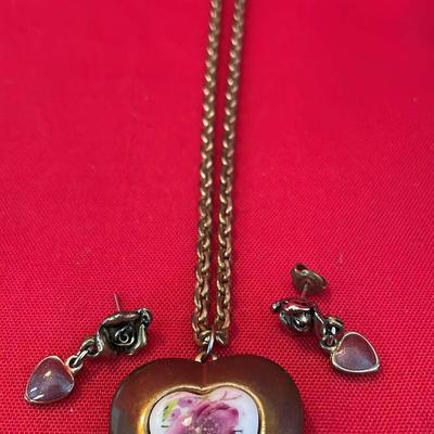 Rose Locket & Earrings 