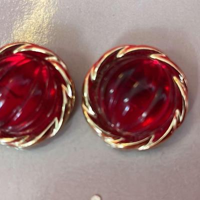 Red Round Costume Earrings 