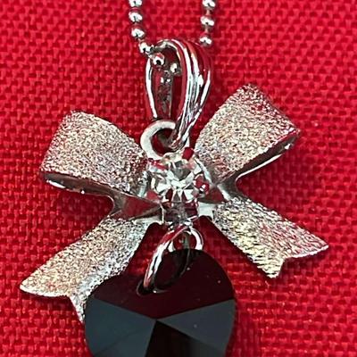 Bow With Heart Charm Necklace 