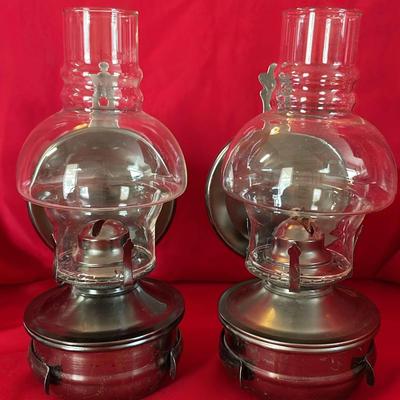 2 Metal Wall Oil Lamps
