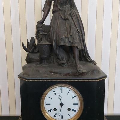METAL AND CONCRETE CLEOPATRA MANTEL CLOCK