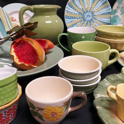 PRETTY DISHES IN PASTEL GREENS AND YELLOWS