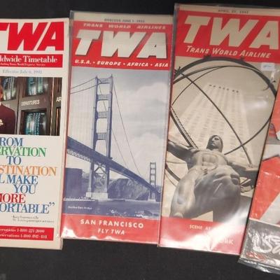 COLLECTIBLE TWA TIME TABLES FROM 1940, 1947, 1953, 1993, 1994