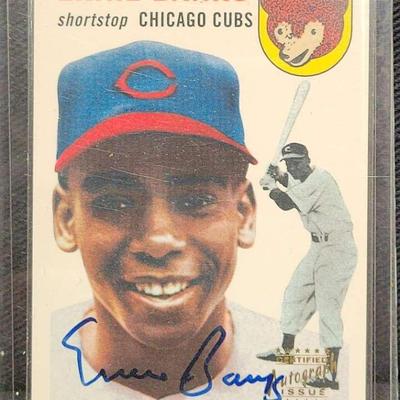 1999 ERNIE BANKS SIGNED BASEBALL CARD