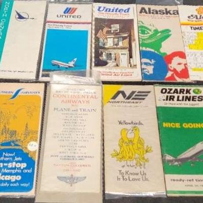 COLLECTIBLE AIRLINE TIME TABLE BROCHURES FROM THE EALRY 1970s