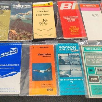 COLLECTIBLE VINTAGE LATIN AMERICAN AIRLINE TIME BROCHURES 