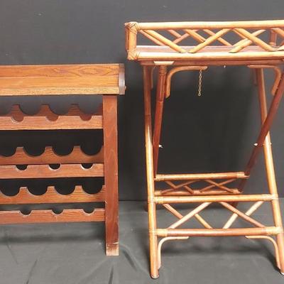 BUTLER'S TABLE AND WINE RACK WITH REMOVABLE SERVING TRAYS
