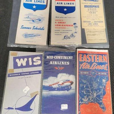 COLLECTIBLE VINTAGE 1940s AIRLINE TIME TABLES BROCHURES 