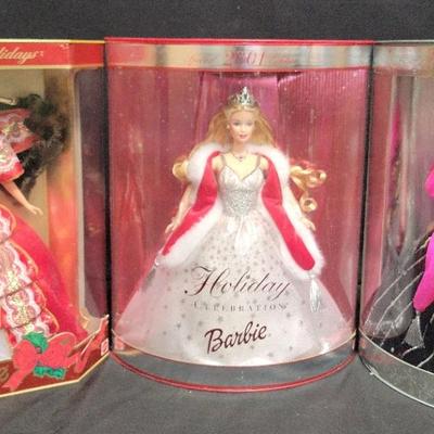 THREE HOLIDAY BARBIES 1997, 1998 AND 2001 
