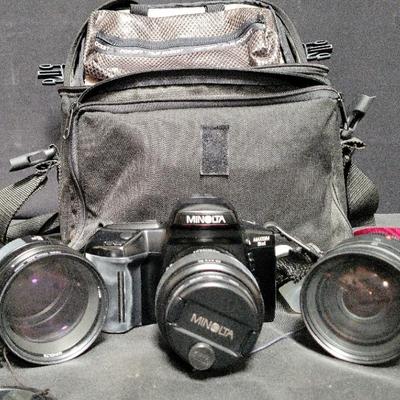 MINOLTA MAXXIUM 5XI FILM CAMERA AND TWO LENS
