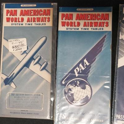 COLLECTIBLE PAN AMERICAN AND PAN AM TIME TABLES FROM 1934, 1947, AND 1980