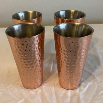 Sale Photo Thumbnail #28: Hammered Copper with Stainless Steel lining Tumblers 