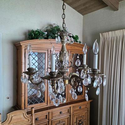 Vintage crystal 5 lamp chandelier