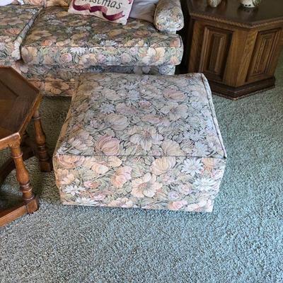 Mid century floral print ottoman