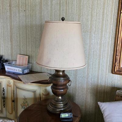 Vintage brass and wood lamp