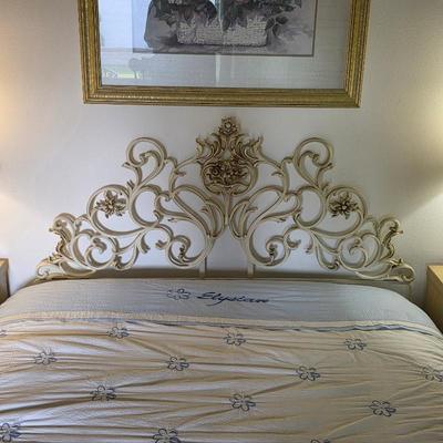 Vintage Hollywood Regency iron headboard
