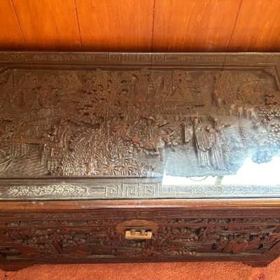 Sale Photo Thumbnail #25: Chinese wooden carved Chest Camper trunk