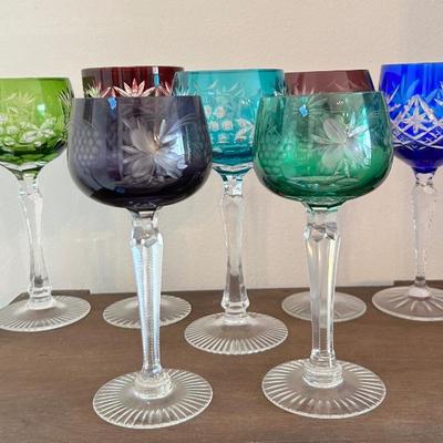 Sale Photo Thumbnail #72: Bohemian Cased Crystal Wine Glasses