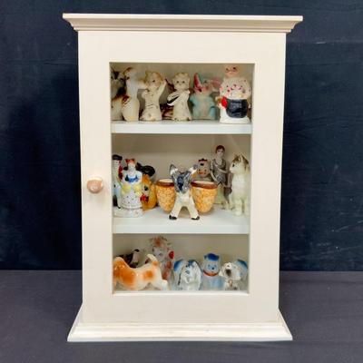Ceramic Figurines & Glass Door Display Box! 