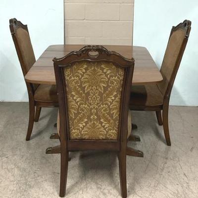 Vintage Duncan Phyfe Style Drop Leaf Table W/ 3 Traditional Chairs 