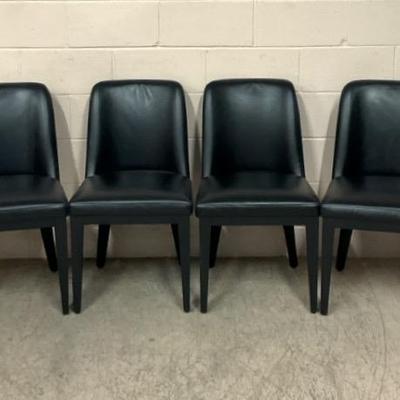 William-Sonoma Black Leather Chairs