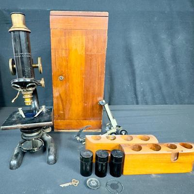 Vintage Brass Microscope by Bausch and Lomb