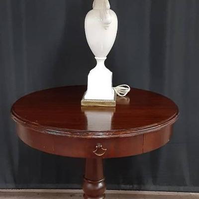 Duncan Phyfe Style Drum Table & Lamp