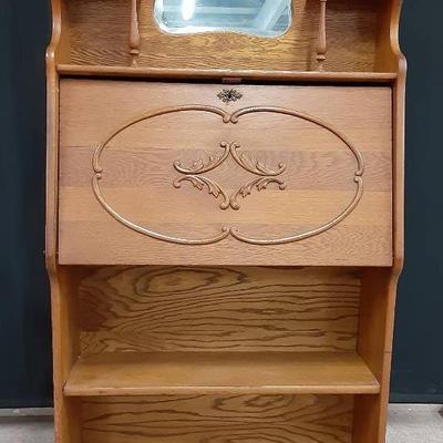 Early 1900s Oak Secretary Drop Front Desk