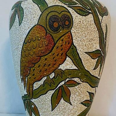 Signed Hickman Owl Vase