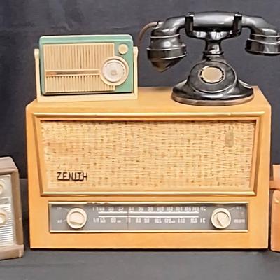 Vintage Zenith Wood AM/FM Radio, Western Electric Desk Non-Dial Telephone, And More