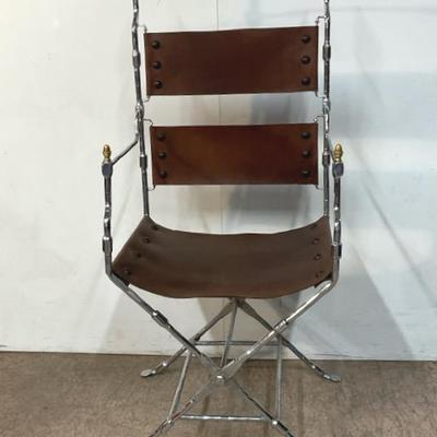 Hand Forged Iron And Leather Sling Chair