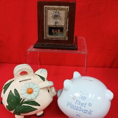 Two Piggies and  Antique Post Office Door Banks