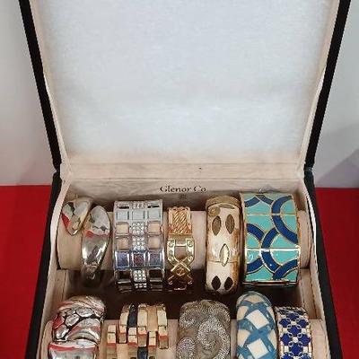 Vintage Enamel and Asian Hinged Bracelets from India
