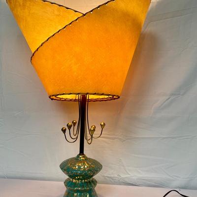 Mid-Century Abstract Blue And Gold Ceramic Table Lamp 