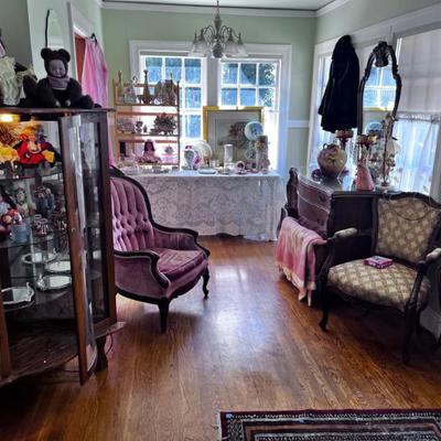 CHAIRS AND DISPLAY CASE