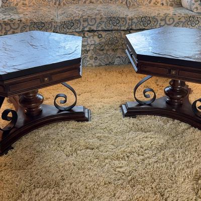 2 Slate Topped Side Tables