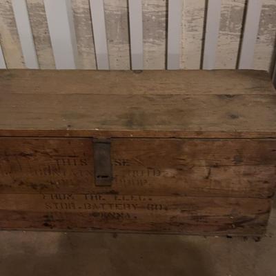Wooden Box Full Of Small Engine Parts