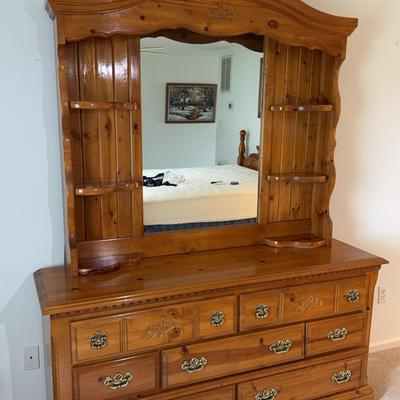 Wooden Dresser With Mirror