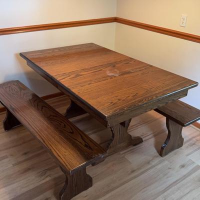 Wooden Kitchen Table With Bench Seats