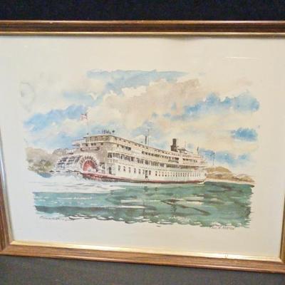 'Steamboat Delta Queen' By Paul N. Norton Watercolor Painting