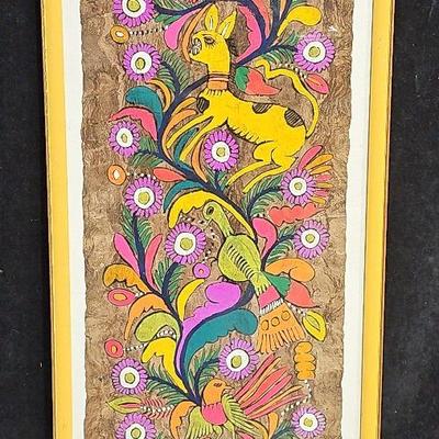 Mexican Amake Bark 'Folk Art' Framed Painting #925C