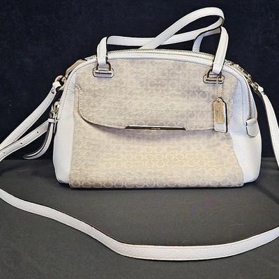 Coach 'Madison' Tan & White Georgie Satchel Handbag 